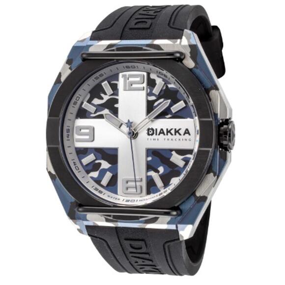 Diakka Men's Watch with Camouflage Dial and Black Rubber Strap - Picture 1 of 2